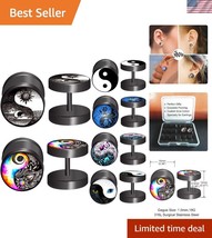6 Pairs of Hypoallergenic Fake Gauge Earrings - Stylish Surgical Steel D... - $504.22 MXN