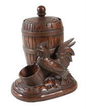 Box TRADITIONAL Lodge Rooster Lidded Jar Resin Hand-Cast Hand-Painted Pa - $229.00
