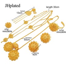 Ethiopian gold plated Jewelry sets earrings hairpin necklace bracelet rings Afri - £43.14 GBP