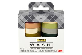 Scotch Washi Tape, Solid Earth Design, 8 Rolls, Great for Bullet Journaling - £7.58 GBP