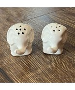 Vintage Ceramic White Elephant Salt &amp; Pepper Shakers Lucky Elephant Trun... - $221.44 MXN