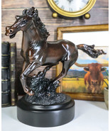 Bronze Electroplated Wild West Galloping Horse Statue 10.5&quot;L Equestrian ... - $91.57 CAD