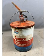 Vintage Standard Amoco Lithium Grease 5 Gallon Can Bucket Gas Oil Pump F... - $242.55 CAD
