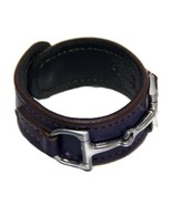 Equestrian Horse Bit Leather Wide Cuff Bracelet Silver Hardware, PURPLE - £47.93 GBP