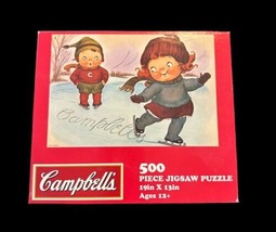 2020 Campbells Soup 500 Piece Jigsaw Puzzle Vintage Ice Skating Winter Kids New - £18.29 GBP