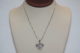 14K White Gold Heart Pendant Princess-cut Diamonds invisible setting Charm Only - £1,836.17 GBP