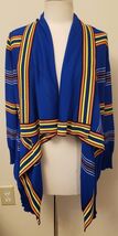 Exclusively Misook Waterfall Asymmetrical Cardigan Size-L Blue/Multicolo... - $59.38