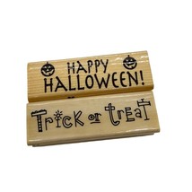 2 Craftsmart Halloween Wood Stamp Words &quot;Trick or Treat &amp; Happy Halloween&quot; - £8.99 GBP