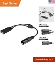 Black GA Dual Plugs to Airbus 5 Pin XLR Headset Adapter - Durable Design - $49.50