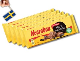5 Bars of Marabou Black salt Milk Chocolate 100g (3,52 Oz) Swedish mjölk... - $34.42