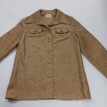 Vtg Ned J Atlanta Blouse Women's Brown Closed Front Pockets Button Up Chest 39" image 11