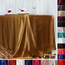 5 Pcs 90X156&quot;&quot; Rectangle Satin Tablecloths Wedding Party Banquet Kitchen Linens  - £94.70 GBP