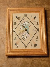 Native American Sand Painting Yei Wood Framed Wall Clock Decor - £21.51 GBP