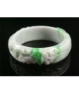 Old Chinese Natural A Grade Jadeite Emerald Jade Bangle Bracelet w/ Ruyi... - £587.42 GBP
