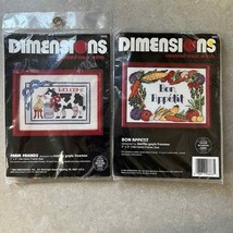 Vintage Dimensions Counted Cross Stitch (2) Kits Bon Appetit Farm Friends NIP - £18.97 GBP