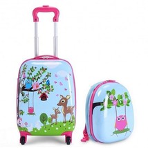 2 Pieces ABS Kids Suitcase Backpack Luggage Set - Color: Blue - £72.56 GBP