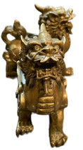 Chinese Pure Brass Talisman Fengshui Evil Door Fu Foo Dog Lion Beast Kyl... - £116.53 GBP