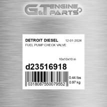 D23516918 Fuel Pump Check Valve Fits Detroit Diesel (New Aftermarket) - $118.15