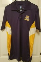 LSU Tigers NCAA Mens Purple Short Sleeve Polo Shirt Size M 100% Polyester - £11.40 GBP