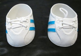 Vintage Cabbage Patch Doll White &amp; Blue Stripe Gym / Tennis Shoes 1980s ... - $18.00