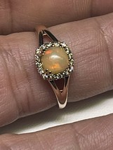LEVIAN (c) 14K Rose Gold Fire Opal and Chocolate Diamond Ring (Size 7) - £407.34 GBP