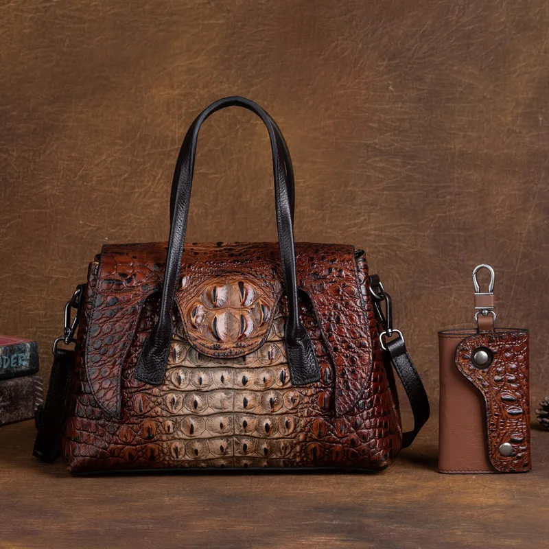  Vintage Women Shoulder Bag Crocodile Female Bags For Woman Luxury  Leather Hand - £63.39 GBP
