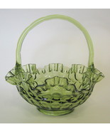 Fenton Glass Thumbprint Basket with Ruffled Rim Colonial Green 9 Inches ... - £35.37 GBP