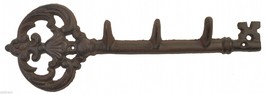 Wall Hook Skeleton Key Coat Rack Antique Style 3 Hooks Cast Iron 11.5&quot; Long - $10.22