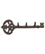 Wall Hook Skeleton Key Coat Rack Antique Style 3 Hooks Cast Iron 11.5&quot; Long - £8.16 GBP