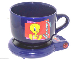 Looney Tunes Tweety Bird Cup Mug with Warmer Hot Spot Set Keeps Beverage Warm - £19.61 GBP