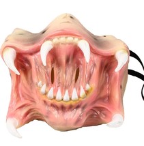 Latex Alien Predator Fangs Half Mask Halloween Horror Monster Costume Accessory - £14.25 GBP