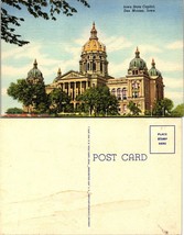 One(1) Iowa Des Moines Iowa State Capitol Gold Dome Linen Vintage Postcard - $7.50
