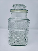 Vintage Anchor Hocking Wexford 9&quot; Canister Clear Glass Diamond - £13.28 GBP