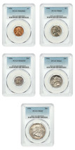 Mint Set: 1954 1C-50C PCGS MS64-66 (5 Coins) - £81.41 GBP