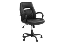 Ergonomic Black Gray Faux Leather Office Chair w/ Arms Casters - $4,782.42 MXN