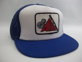 Apex Geared To Get You Going Patch Hat Vintage Blue White Snapback Trucker Cap - £23.94 GBP