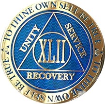 Recoverychip 42 Year Reflex Blue Gold Plated AA Medallion Alcoholics Anonymou... - £12.65 GBP