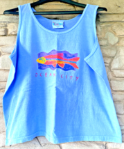 VTG Ocean City Tank Top Fish Nautical Womens Crop Top Shirt LARGE USA 1990s - £11.57 GBP