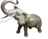 Vintage Porcelain Gray Elephant Figure 10 inch Matte Finish Realistic - $27.31