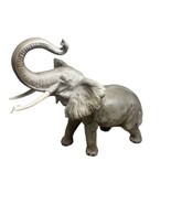 Vintage Porcelain Gray Elephant Figure 10 inch Matte Finish Realistic - £21.57 GBP
