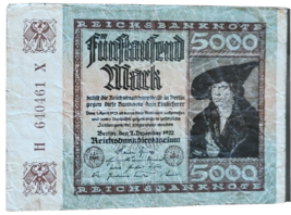 GERMANY 5000 MARK REICHSBANKNOTE 1922 VERY RARE NO RESERVE - $9.46
