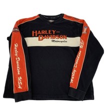 XL Harley Davidson Embroidered raised all over Logo Black Colorblock Lon... - £46.71 GBP