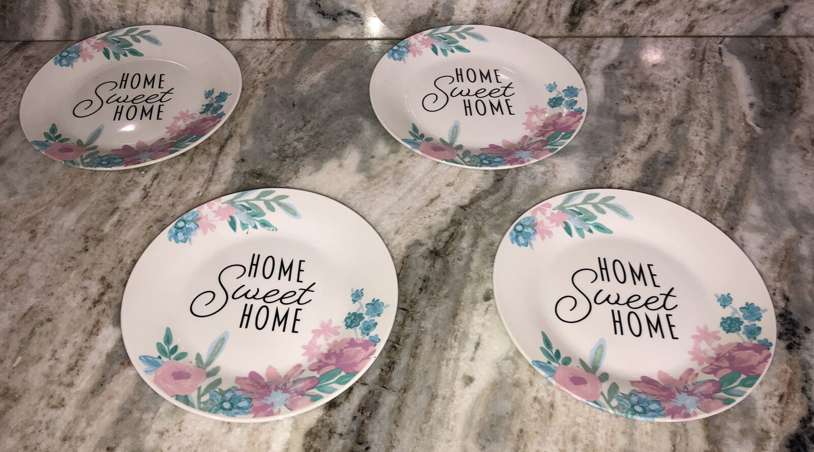 Home Sweet Home Royal Norfolk 7 1/2" Snack Dessert Appetizer Plates-Set Of 4-NEW - £55.09 GBP