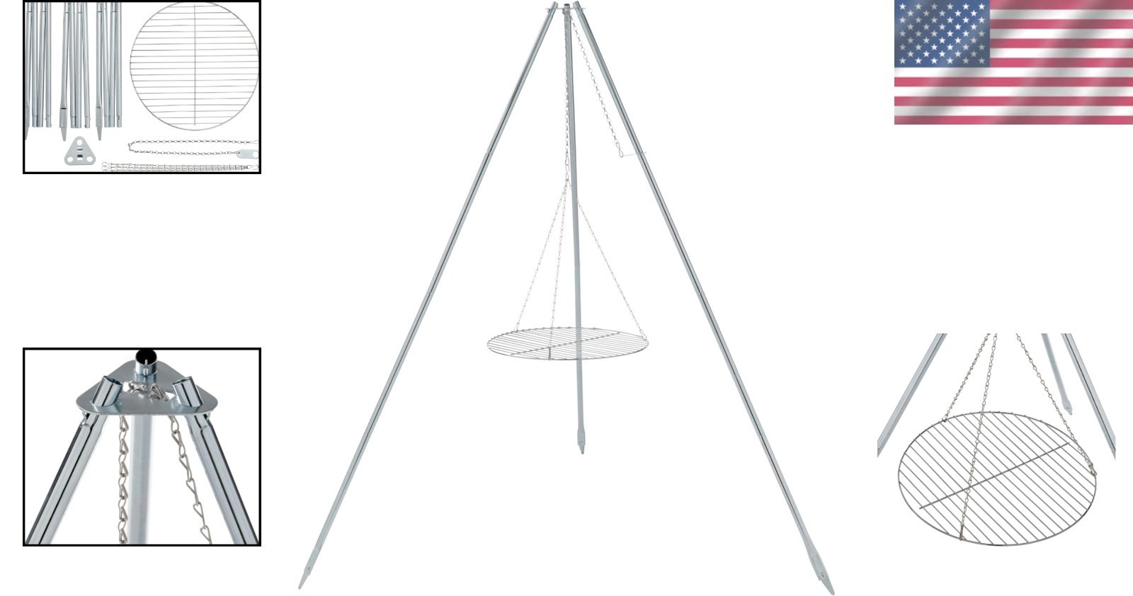Durable 17-Inch Tripod Grill & Lantern Hanger for Memorable Camping Nights Item image 2