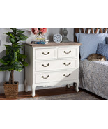 Carwyn Two-Tone White and Oak Finished 4-Drawer Accent Storage Cabinet - $9,153.04 MXN