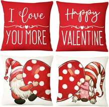 4 pcs Pillow Covers 18×18 Inch Gnome Throw - Pillow Covers Holiday Valentine - £7.50 GBP