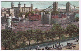 Postcard London England UK Tower Of London &amp; Tower Bridge Glitter Trimmed - $2.73