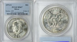 1972 S $1 Silver Ike Eisenhower Dollar PCGS MS67  20150002 - £52.01 GBP