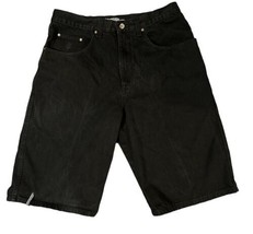 RocaWear Baggy Denim Shorts Mens 36W Embroidered Spellout Skater Hip Hop Black - £23.87 GBP