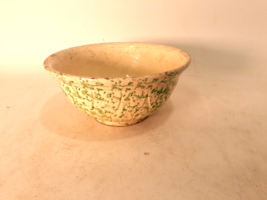 Antique Sponge Decorated Mixing Bowl, Green Decoration. 11&quot;d, 5&quot;t, Ca 1900 - £26.29 GBP